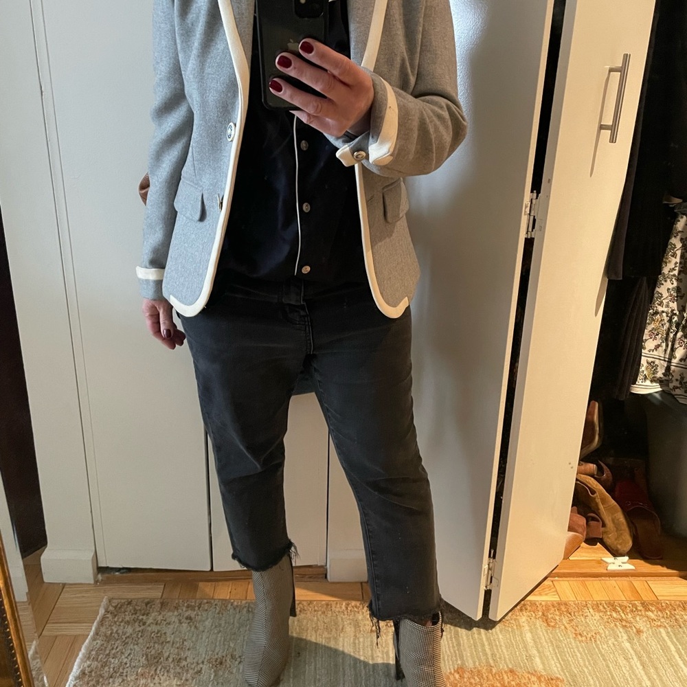 COPY - Gorgeous J Crew wool grey and white blazer